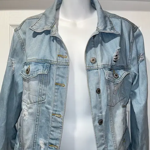 Forever 21 LA Girl Squad Distressed Denim Jacket