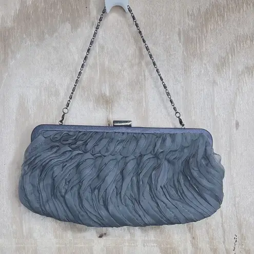 Rare Nite Bags by Carlo Fellini Elegant Grey Ruffled Clutch Evening Cocktail Gray