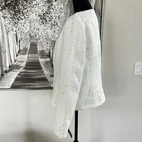 Mina Self Collarless Open Front Fully Lined Elegant Fitted Tweed Blazer NWT