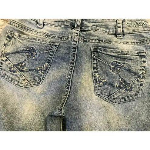 Silver Suki jeans Capri Jean 31 Frayed cuffs Distressed Cropped Womens Denim