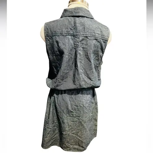 prAna Women Sunrise Peak Dress Deep Denimblue Jean collared tie front.Size S NWT