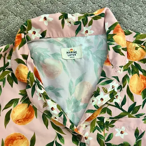 Marine layer EUC Pink Citrus Print Short Sleeve Lucy Top, Size Medium