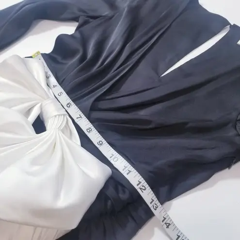 Ronny Kobo Black White Satin Margo Dress Big Bow Cocktail Holiday Dress Size M