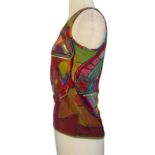 AVENTURES DES TOILES Francis Berthault French Bold Abstract Art Tank Top Size 38