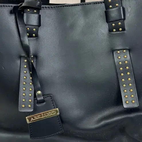 Abellucci Milan Italy Genuine Leather Gold Studded Black Bag $425