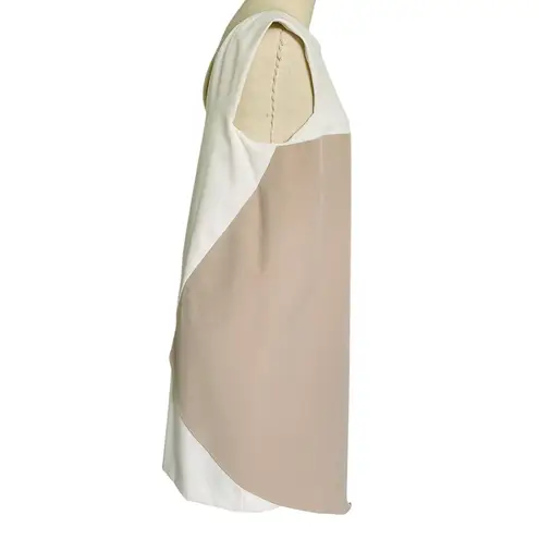 Milly Asymmetrical Color block Shift Dress Neutral Cream Tan