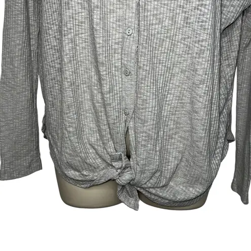 Caslon Women's XS Heathered Gray Cardigan Button Tie Long Sleeve Sweater Shirt