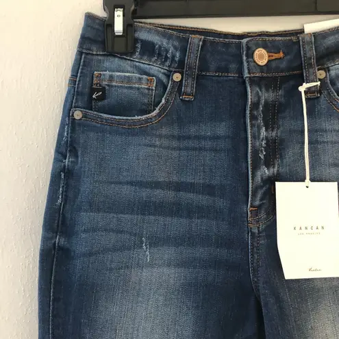 KanCan Jeans Skinny Jeans Medium Wash Fringe & Zipper Hem 7/27 NWT Style KC7285M