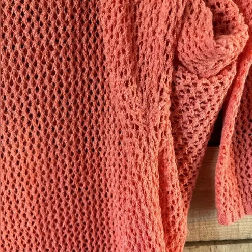 Kori Coral Open Knit Long Sleeve Sweater Top Size Large