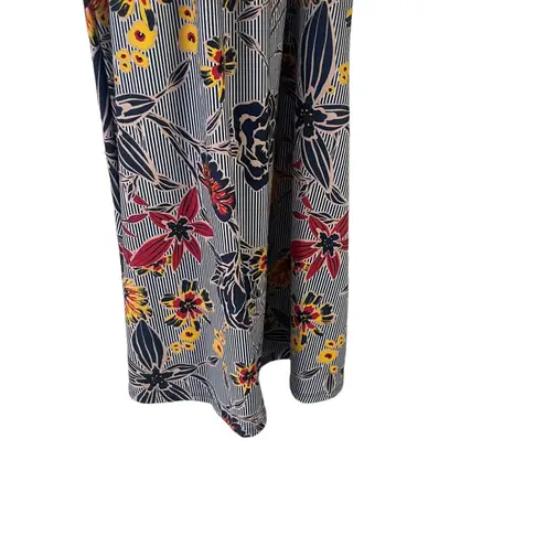 Balance Collection Women's Size Medium Blue Striped Floral Knee Length Dress