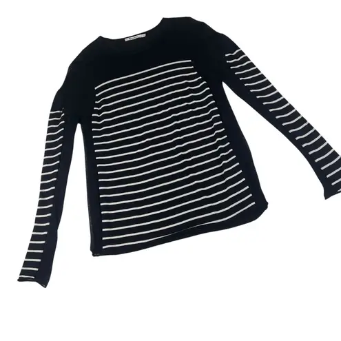 T Alexander Wang Side Sheer Panels Striped Lightweight Long Sleeve Sweater Blue Size M