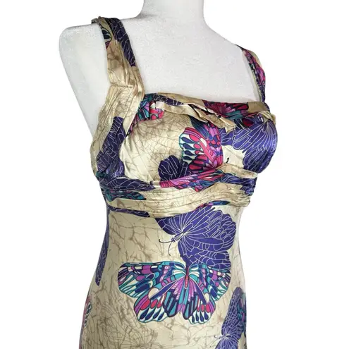 Vintage Y2K Nina Austin Dress M Silk Butterfly Babydoll Midi Whimsical Fairy Size M