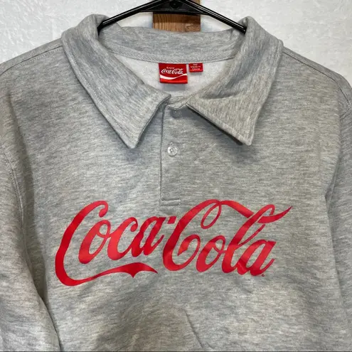 Coca Cola Gray & Red Long Sleeve Raw Hem Cropped Pullover Sweater Size M Size M