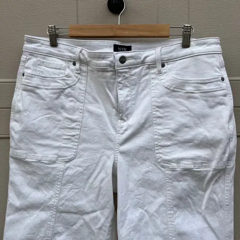 NYDJ Wide Leg Denim Pedal Pusher Capri Pants Optic White Size 16 EUC