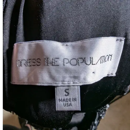 Dress the Population Tabitha Black White Flip Sequin Bodycon Mini Dress Sz S