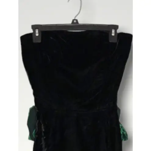 Black Velvet & Emerald Green Strapless Lined Corset Top Formal Prom Gown XXS