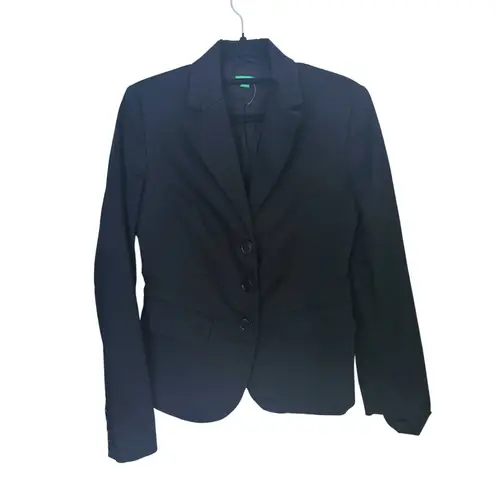United Colors Of Benetton Benetton Black Wool 3-Button Blazer Jacket Large Corpcore Career Workwear