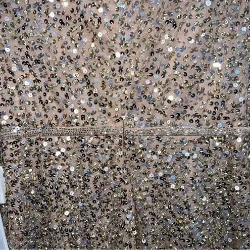 Mac Duggal NEW NWT Puff Shoulder Sequined Surplice Gown Shimmering Gold