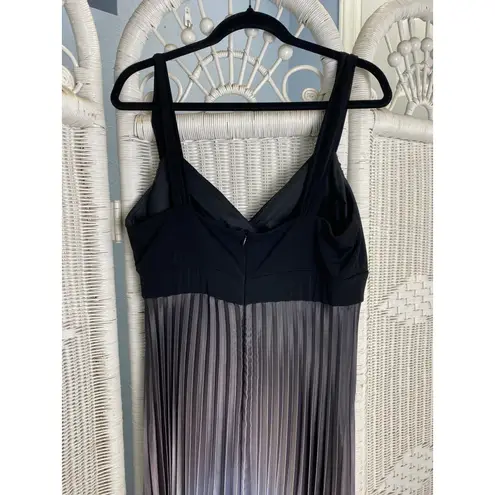 Betsy and Adam Black Silver Ombre Pleated Gown Metallic Empire Waist Dress 14