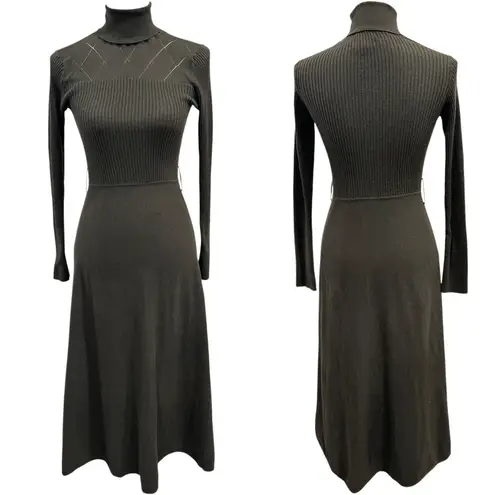 Barbour Laverne Midi Sweater Dress Olive Green Turtleneck US 4 Heritage Preppy