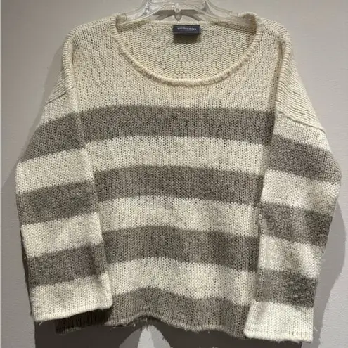 Wooden Ships  large cream and gray striped wool/mohair blend sweater size M/L