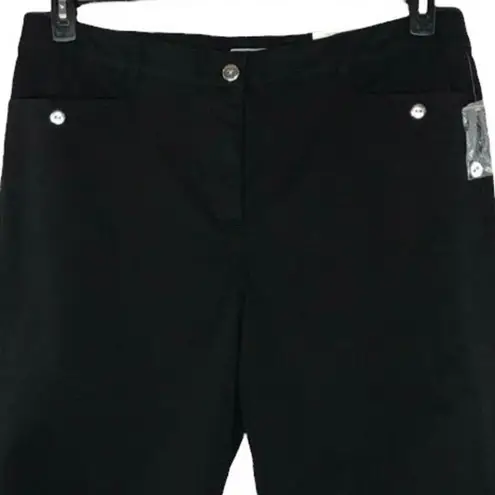 Karen Scott SZ 6 Capris Comfort Waist Zip-Fly Pockets Stretch Mid-Rise Black New
