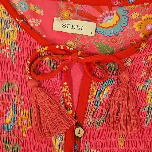 💕SPELL & THE GYPSY💕 Solstice Boho Midi Dress ~ Salsa Rose Large Red