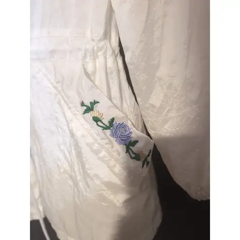 Blair Women's Large Lightweight Windbreaker Jacket, Embroidered Floral Jacket