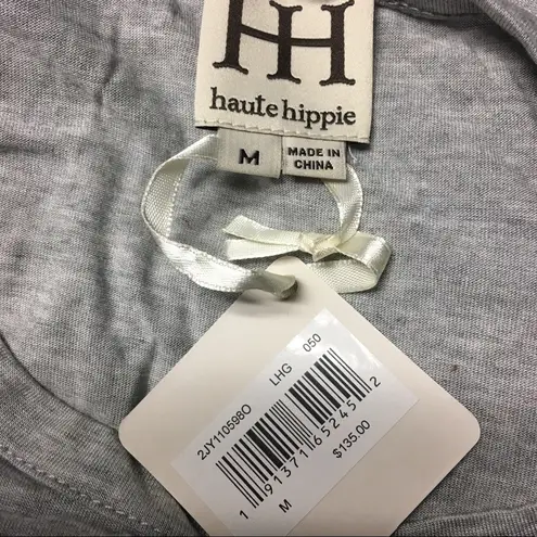 Haute Hippie NEW Graphic Print Tee “I'm With Haute” size M Grey
