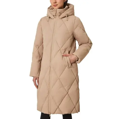 Mondetta Women's Long Diamond Quilted Parka Down Fill Tan size large