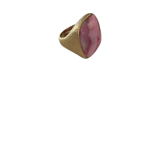 Pink Rhodochrosite Stone / Gem Gold plated Statement Ring boho chic Jewelry