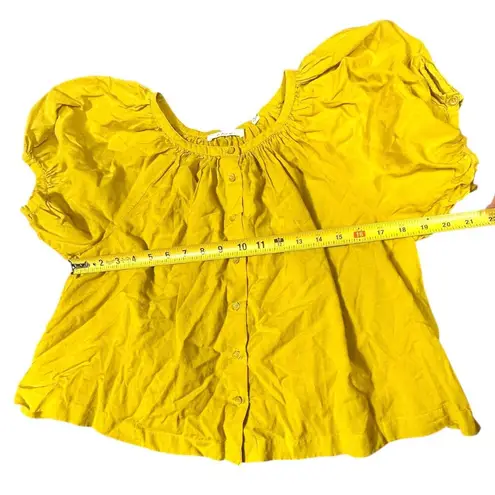 DÔEN Yellow Puff Sleeve Blouse XXS Clementine Organic Cotton Top