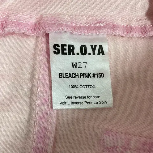 NWT SER.O.YA Zuri Low Rise Denim Mini Skirt in Bleach Pink Size 27 Style 1496