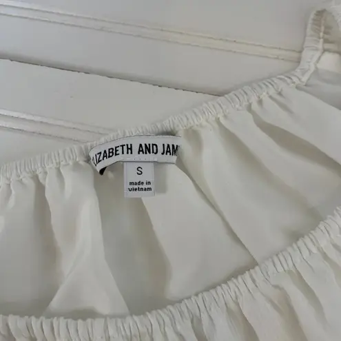 Elizabeth and James NWOT White Flowy Billowy Sleeve Pleated Blouse Size S