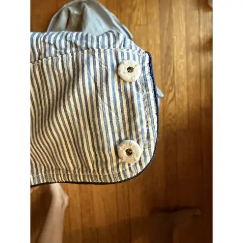 Tish Cox Peasant Tunic Blue White Striped Vneck Shirt Top Women’s Size XS