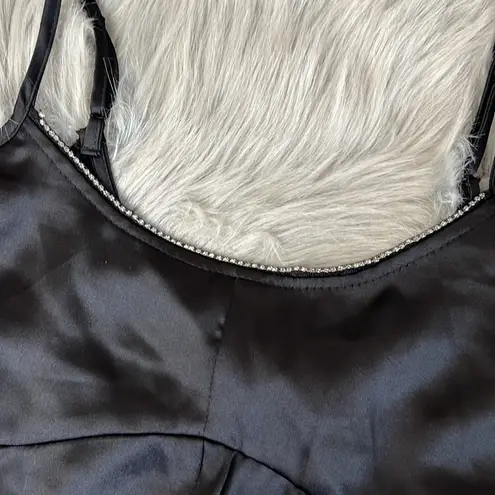 House of Harlow NWT 1960 Black Rhinestone Trim Cami Top Size L