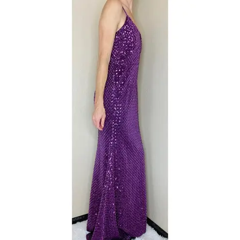 Maniju NWT Purple Glam Party Black Tie Open Back Sleeveless Maxi Dress