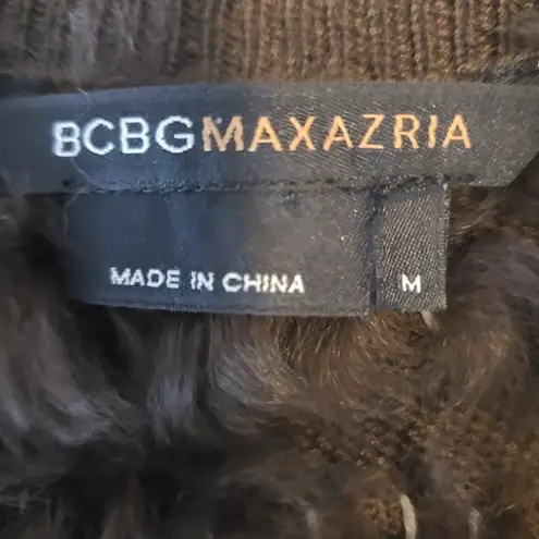 BCBGMAXAZRIA BCBG Dark Brown Rabbit‎ Fur Bolero Scrug Jacket Size M