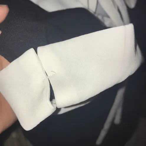 Elle y2k tie bow detail top long sleeves M black and white