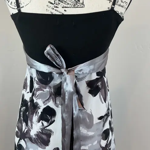 Ruby Rox Black & Gray Floral Sleeveless Dress - Empire Waist A Line Fit Flare Party
