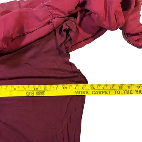 Lola Made in Italy Red Sequin Embellished Sheer Batwing Sleeve Top Size S