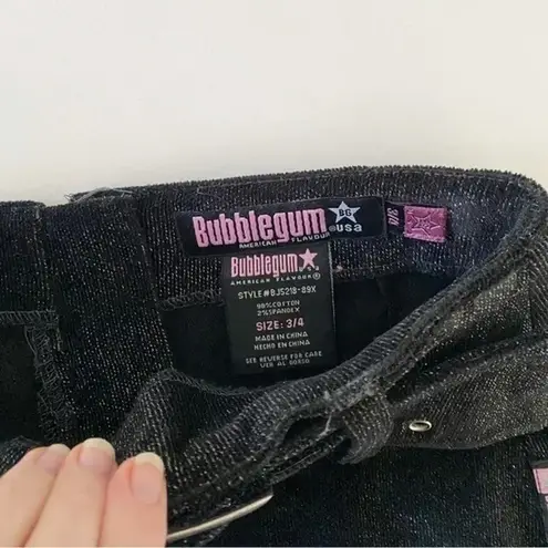 Bubblegum Vintage Y2K Metallic Corduroy Belted Mini Skirt Black Size 3/4