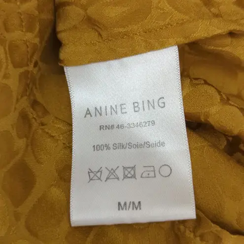 ANINE BING 100% Silk Bow tie Front Delilah Blouse Womens Medium Old Money Preppy