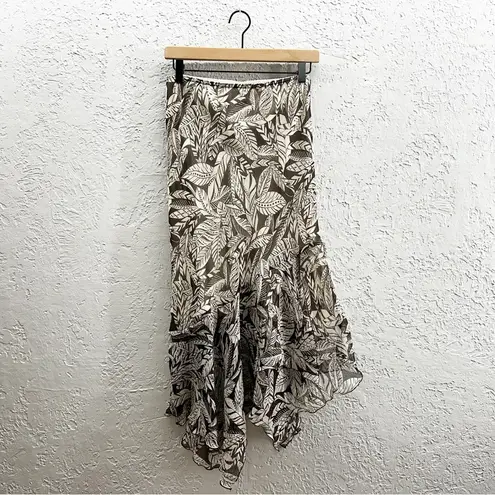 Suzy Shier Vintage style asymmetrical leaf print skirt size small‎