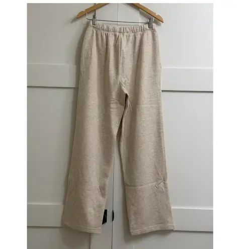 SKIMS Cotton Fleece Classic Straight Leg Pant in Oatmeal Heather, Size Small