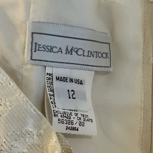 Jessica McClintock Vintage Off Shoulder Wedding Dress Cream Ivory Size 12