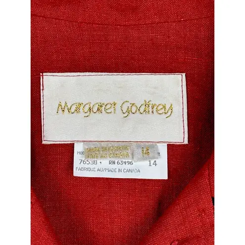 Vintage Nautical Red Rust Linen Shirt Size 14/Size 10 Mod Godfrey