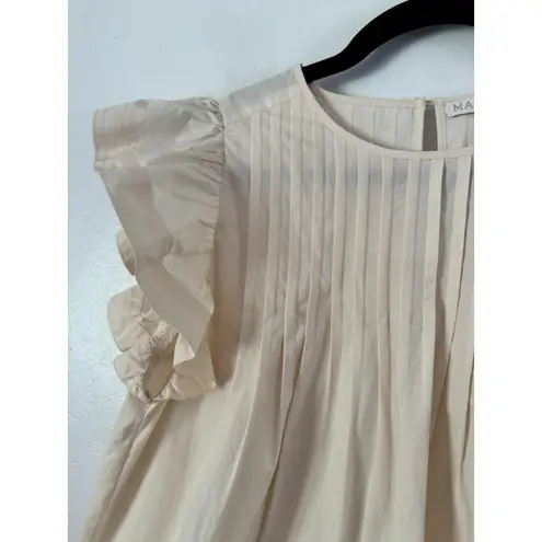 Marie Oliver Off White Pintuck Ruffle Sleeve Blouse Sz Small Victorian Romantic