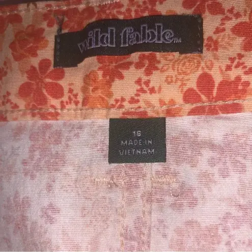 Wild Fable  Bright Orange Floral 80's 90's Print Short Skirt Women's Size 16