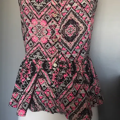 B Jewel Peplum Tribal Pattern Tank Top